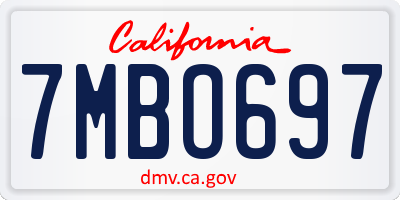 CA license plate 7MBO697