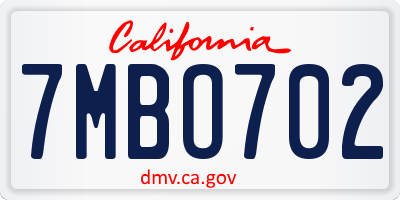 CA license plate 7MBO702