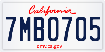 CA license plate 7MBO705