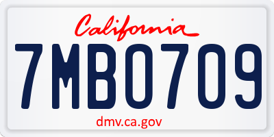 CA license plate 7MBO709