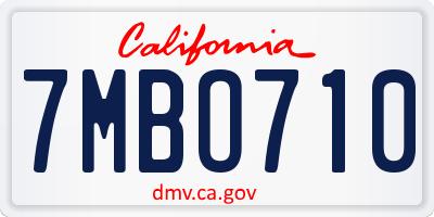 CA license plate 7MBO710