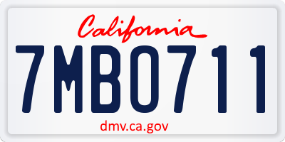 CA license plate 7MBO711