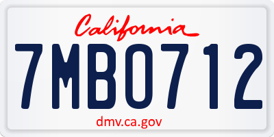 CA license plate 7MBO712