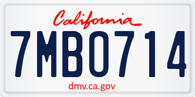 CA license plate 7MBO714