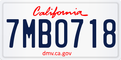 CA license plate 7MBO718