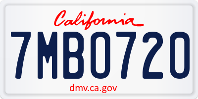 CA license plate 7MBO720