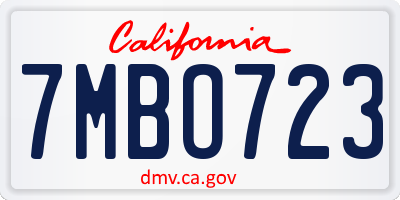 CA license plate 7MBO723