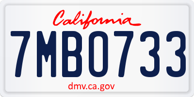CA license plate 7MBO733