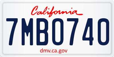 CA license plate 7MBO740