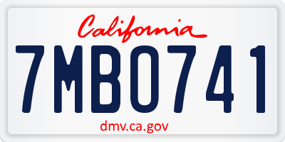 CA license plate 7MBO741