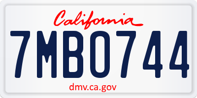 CA license plate 7MBO744