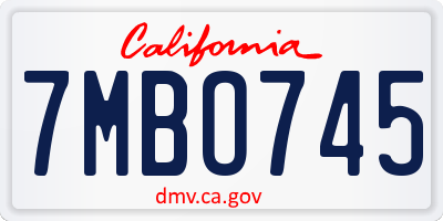 CA license plate 7MBO745