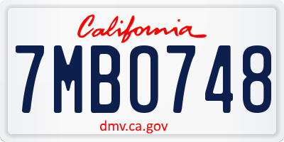 CA license plate 7MBO748