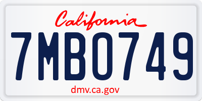 CA license plate 7MBO749