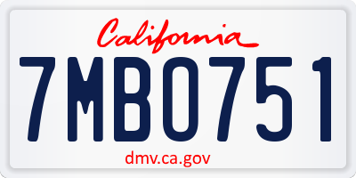 CA license plate 7MBO751