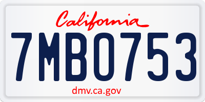 CA license plate 7MBO753
