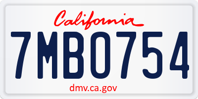 CA license plate 7MBO754