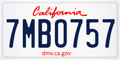 CA license plate 7MBO757