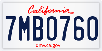 CA license plate 7MBO760