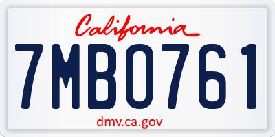 CA license plate 7MBO761