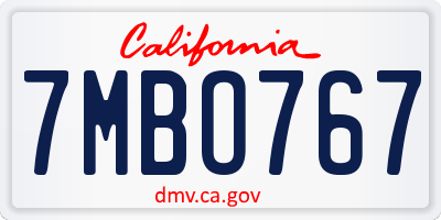 CA license plate 7MBO767