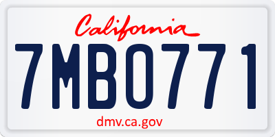 CA license plate 7MBO771