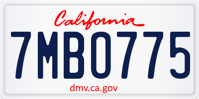 CA license plate 7MBO775
