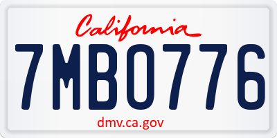 CA license plate 7MBO776