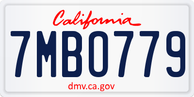 CA license plate 7MBO779