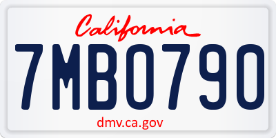 CA license plate 7MBO790