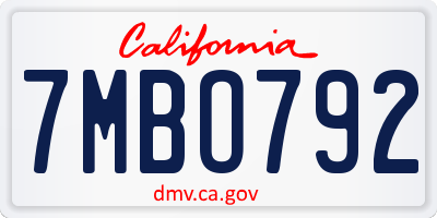 CA license plate 7MBO792