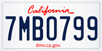 CA license plate 7MBO799