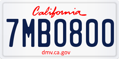 CA license plate 7MBO800