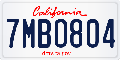 CA license plate 7MBO804
