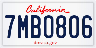 CA license plate 7MBO806