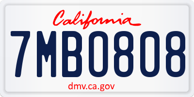 CA license plate 7MBO808