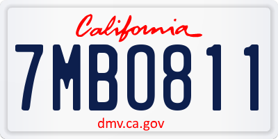 CA license plate 7MBO811