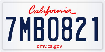 CA license plate 7MBO821