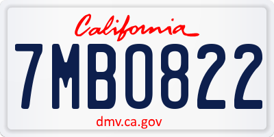 CA license plate 7MBO822