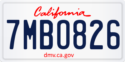 CA license plate 7MBO826