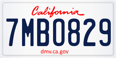 CA license plate 7MBO829