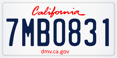 CA license plate 7MBO831