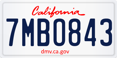 CA license plate 7MBO843