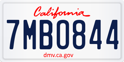 CA license plate 7MBO844