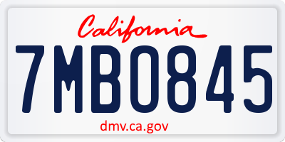 CA license plate 7MBO845