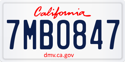 CA license plate 7MBO847