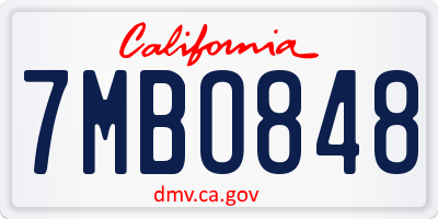 CA license plate 7MBO848