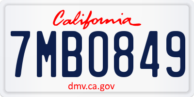 CA license plate 7MBO849