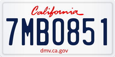 CA license plate 7MBO851