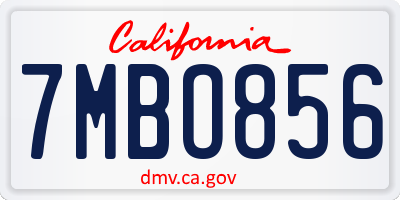 CA license plate 7MBO856